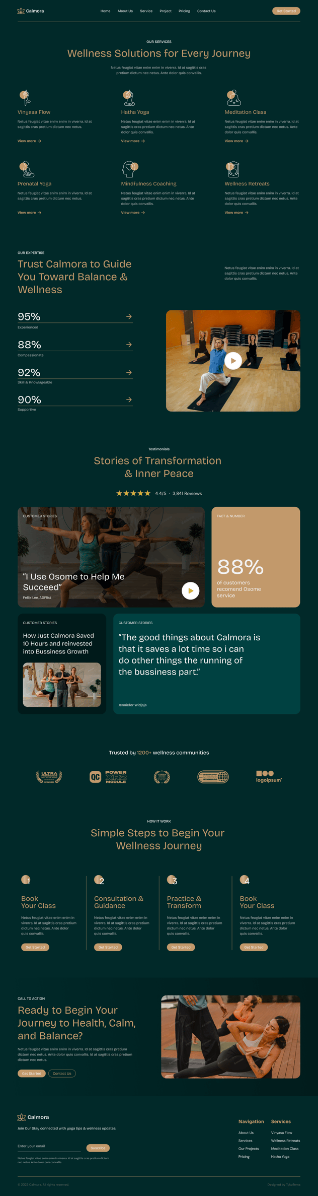 Calmora Wellness & Yoga Studio Website Elementor Template Kits, WP